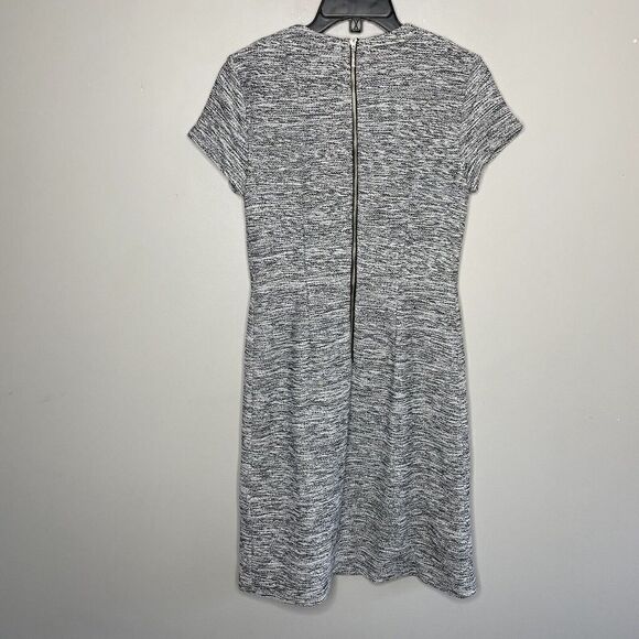 KARL LAGERFELD Dress Womens 2 Black White Tweed Woven Sheath Dress Short Sleeve - Picture 4 of 9